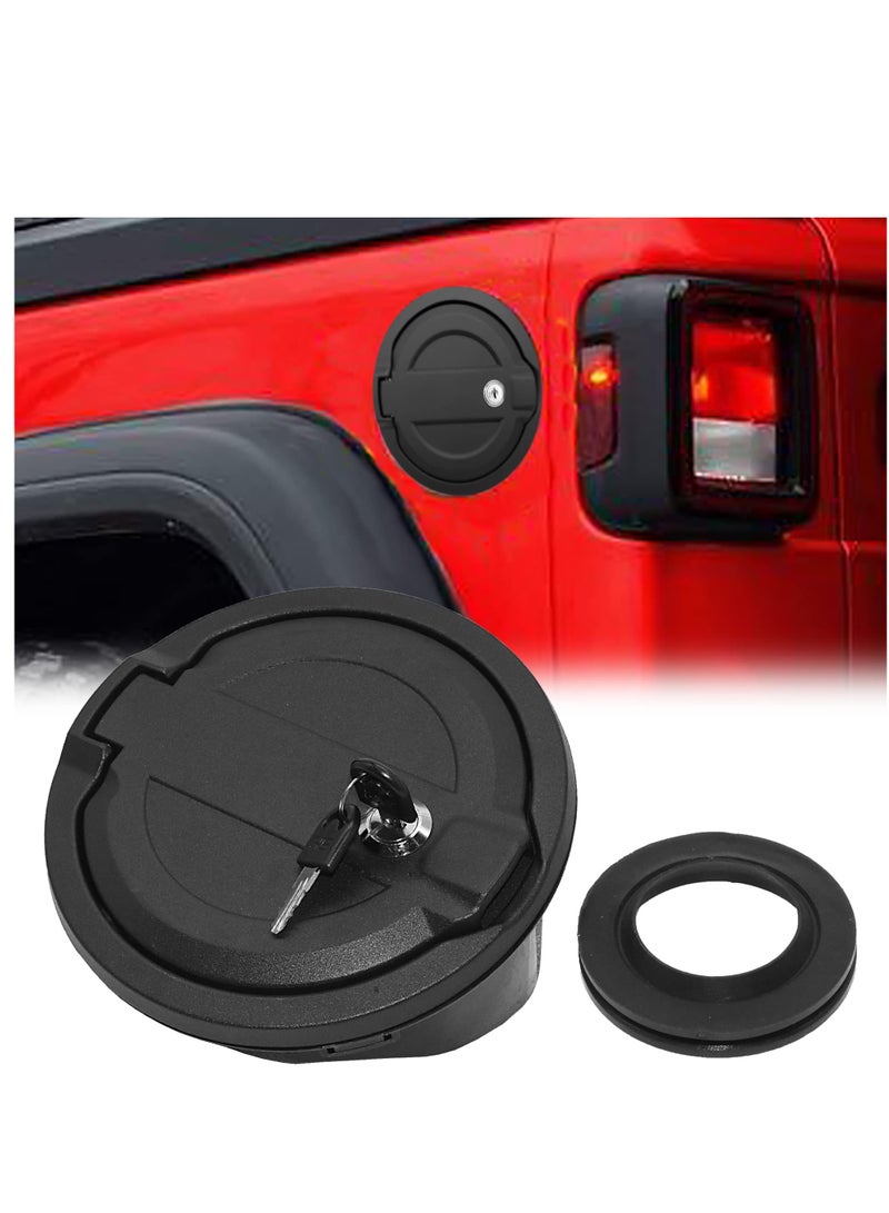 SYOSI Locking Gas Cap Cover (Black), Fuel Tank Door with Lock Secure Gas Cap Gas Tank Protection Fuel Door Lock System Off-Road Gas Cap Locking Fuel Door for 2018-2022 Jeep Wrangler JL JLU - Image 1