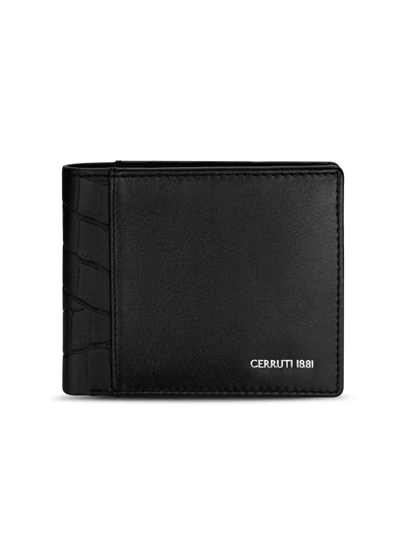 CERRUTI 1881 CERRUTI MENS LEATHER WALLET IN PLAIN W/CROCO TRIMS 110X90MM BLACK
