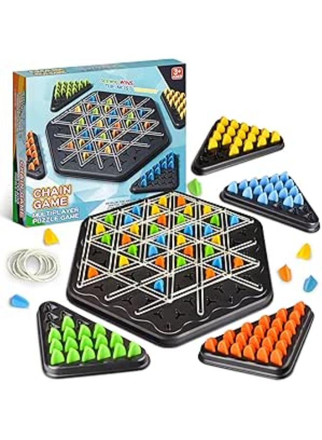 Chain Triangle Chess Game, Triggle Board Games, Triggle Rubber Band Game, Triangle Chess Game Set Desktop Board Interactive Game for Kids Adult Family Party, 2-4 Players
