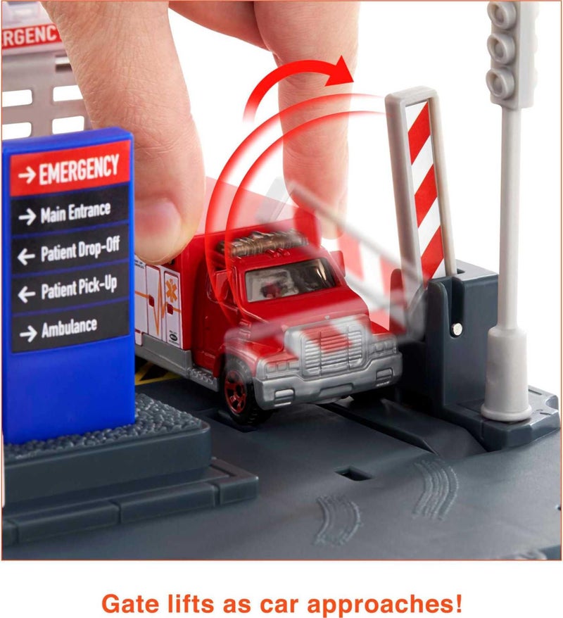 Matchbox Cars Playset, Action Drivers Helicopter Rescue & 1:64 Scale Toy Ambulance & Helicopter, Connects to Other Sets - Image 3