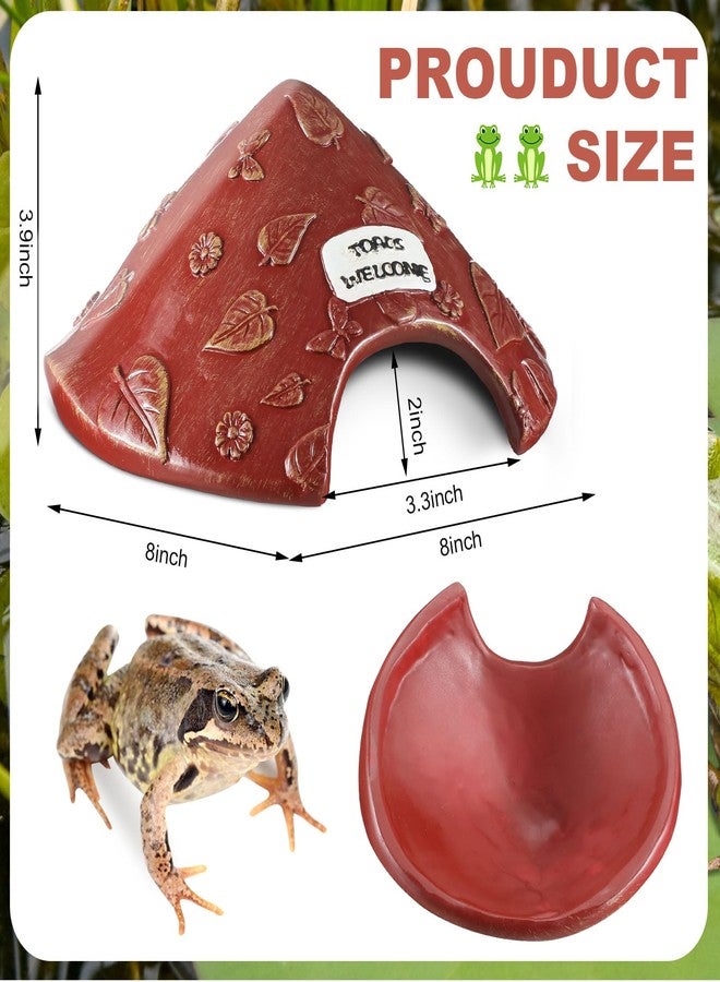 Memorywuu Toad House for Outside Garden, Frog House 8 x 8 x 3.9 Inch Reptile Hide Cave for Toad Frog Turtle Lizard Aquarium Fish(Red) - Image 2