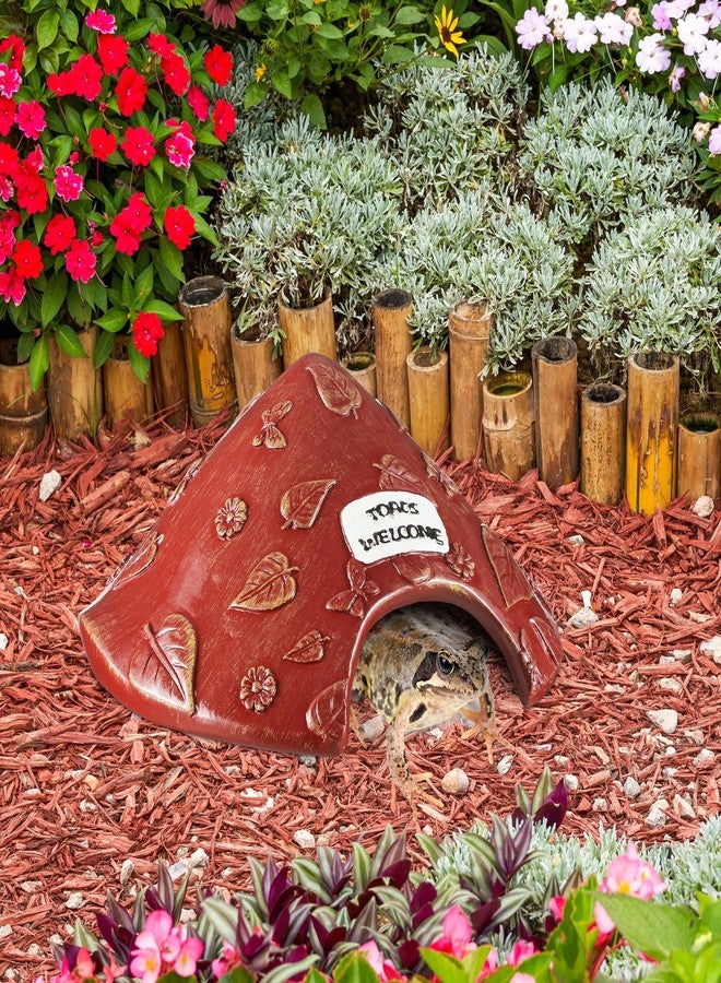 Memorywuu Toad House for Outside Garden, Frog House 8 x 8 x 3.9 Inch Reptile Hide Cave for Toad Frog Turtle Lizard Aquarium Fish(Red) - Image 3