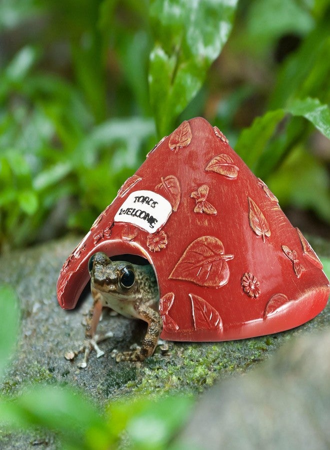 Memorywuu Toad House for Outside Garden, Frog House 8 x 8 x 3.9 Inch Reptile Hide Cave for Toad Frog Turtle Lizard Aquarium Fish(Red) - Image 4