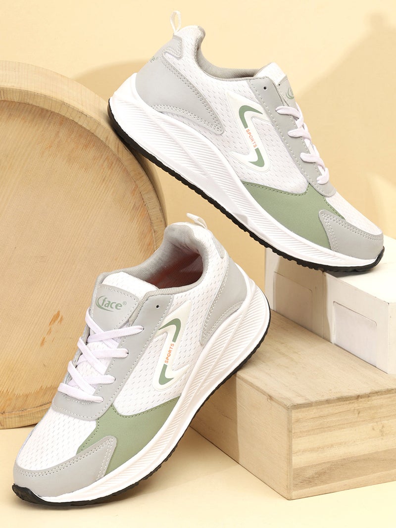 Face أحذية رياضية للرجال باللون الرمادي والأخضر - Image 1