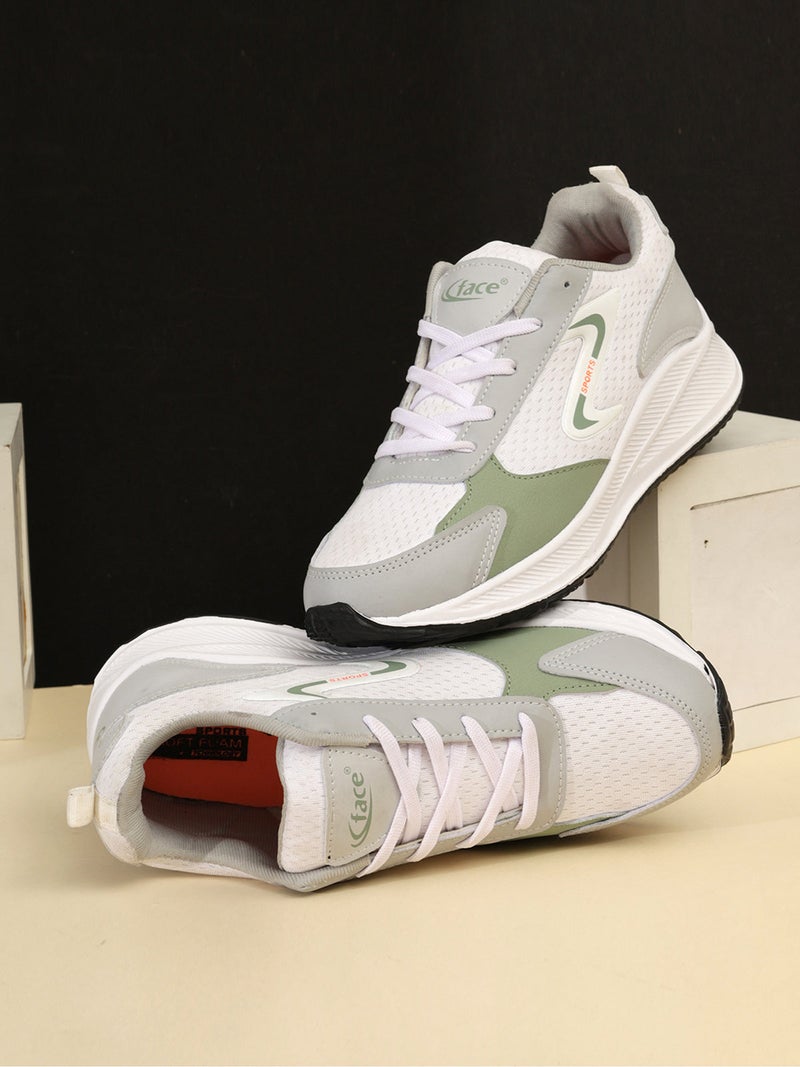 Face أحذية رياضية للرجال باللون الرمادي والأخضر - Image 2