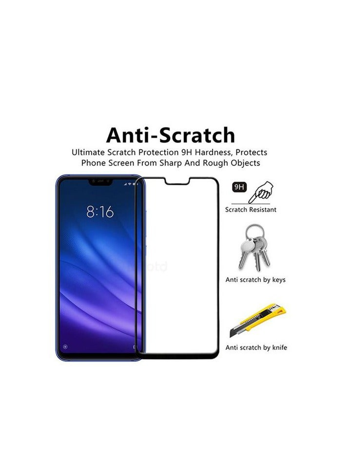 Full Coverage Tempered Glass Screen Protector Compatible with Oppo F7, Oppo A3s and Xiaomi Mi 8 Lite - Black Frame  - Image 1