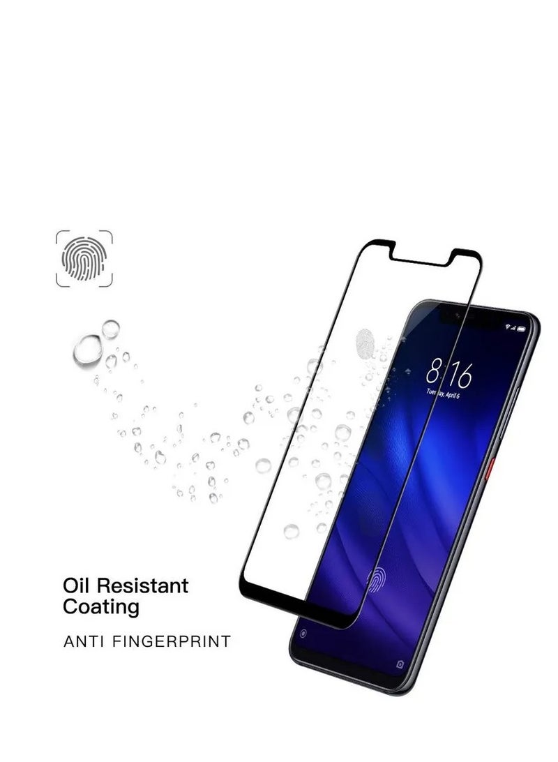 Full Coverage Tempered Glass Screen Protector Compatible with Oppo F7, Oppo A3s and Xiaomi Mi 8 Lite - Black Frame  - Image 2