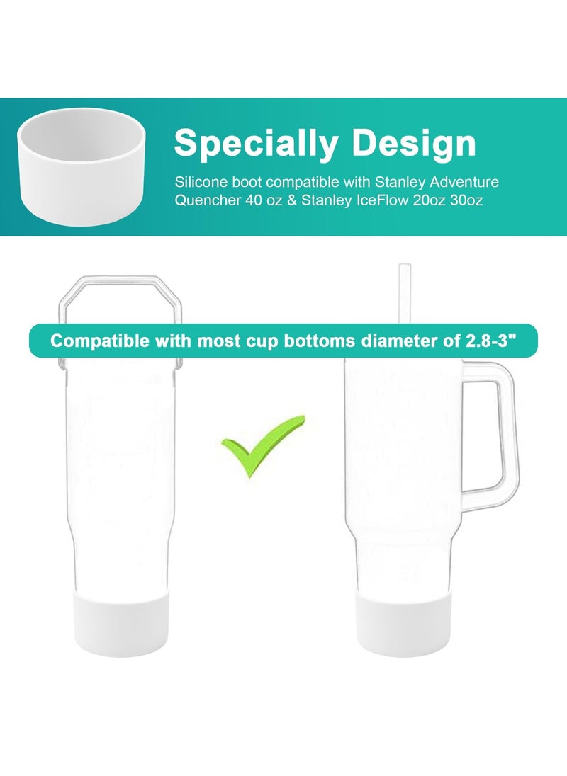 RTYY 4Pack Silicone Tumbler Boot For Stanley 40oz Quencher Adventure &Stanley Iceflow 30oz 20oz &Hydro Flask 12-40oz, Protective Cup Bottom Sleeve Cover Compatible With Stanley Cup Accessories (White)  - Image 3