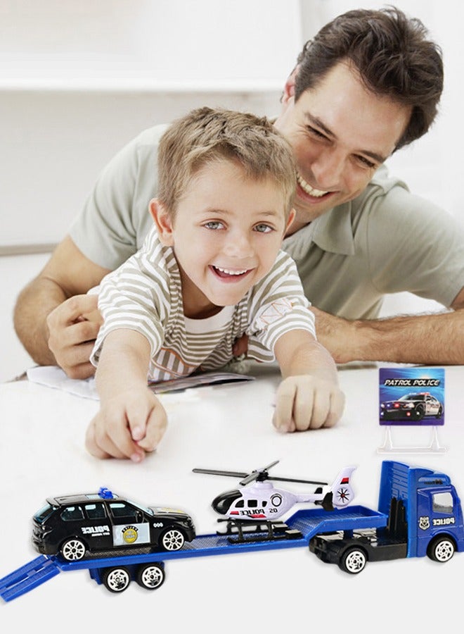 general Emergency Vehicle Toy Playsets with Police Car and Rescue Helicopter Friction Powered Rescue Vehicle Set Best Toddler Kids Boys Birthday Party Gifts - Image 2