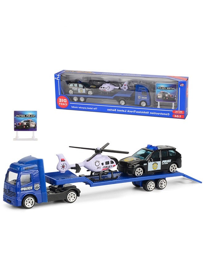 general Emergency Vehicle Toy Playsets with Police Car and Rescue Helicopter Friction Powered Rescue Vehicle Set Best Toddler Kids Boys Birthday Party Gifts - Image 1