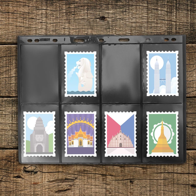 Double Sided PVC Stamp Album 10 Pages 8 Compartments For Storage And Display - Image 5