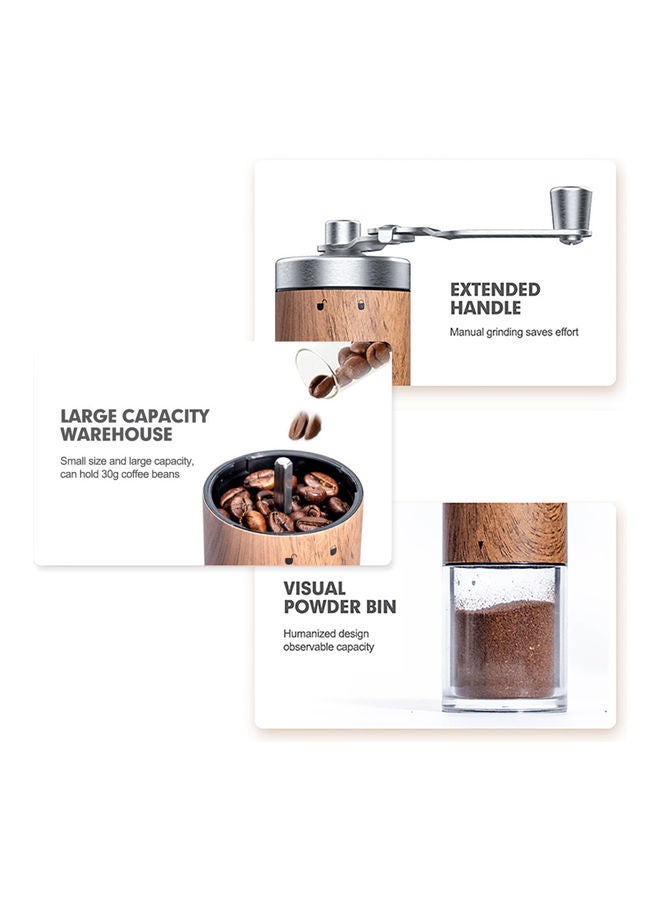 اليشمك مطحنة قهوة يدوية بني/فضي 16.0x5.5x5.5سم - Image 3