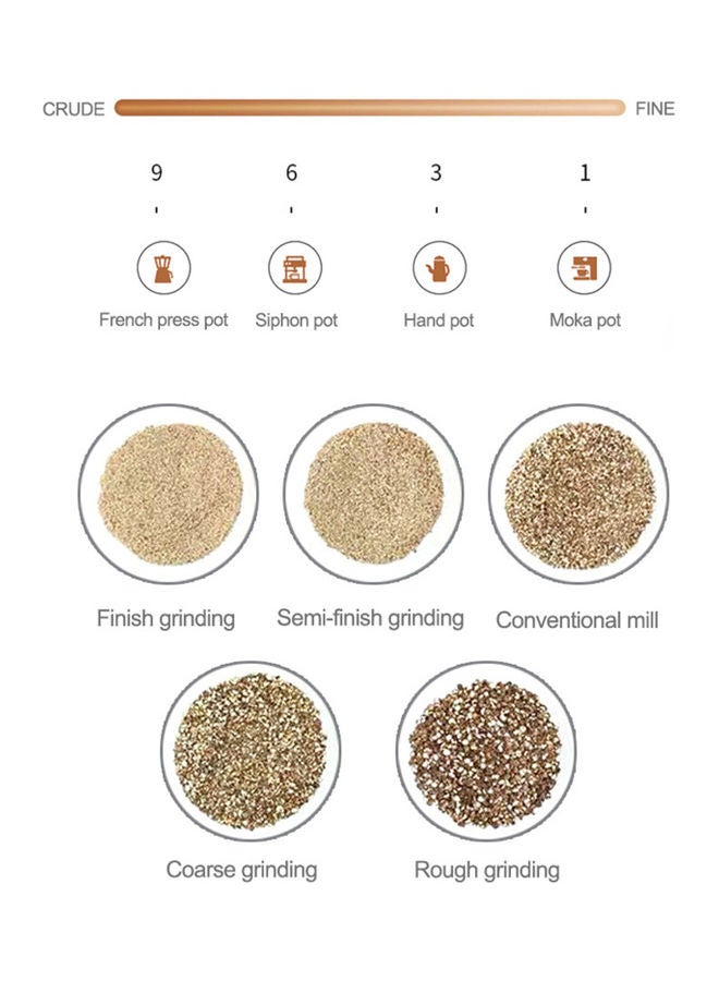 اليشمك مطحنة قهوة يدوية بني/فضي 16.0x5.5x5.5سم - Image 2
