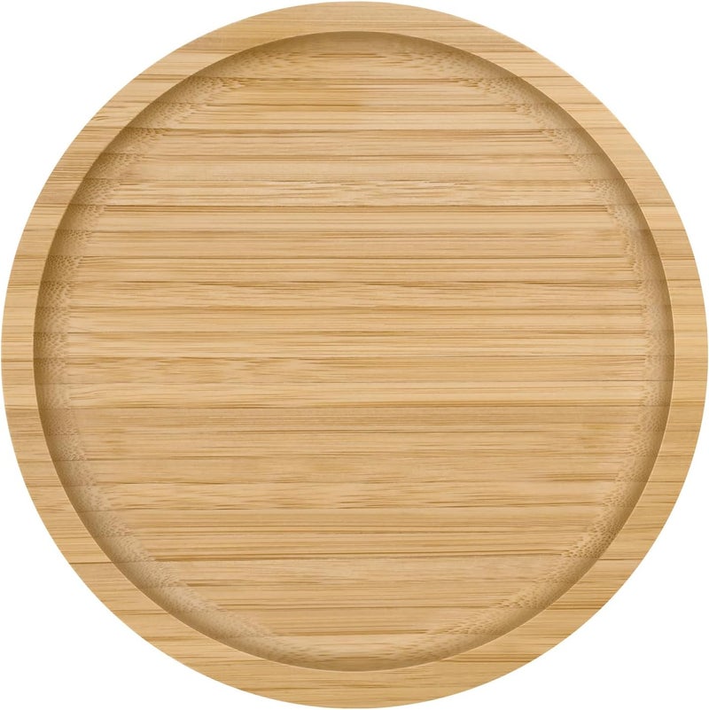 LorisArm Bamboo Plates 8inch Round ServingTray Wooden Plate Reusable Wood Serving Platter for Dinner Dessert Salad Appetizer Snack - Image 1
