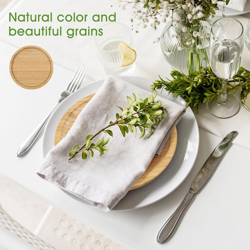 LorisArm Bamboo Plates 8inch Round ServingTray Wooden Plate Reusable Wood Serving Platter for Dinner Dessert Salad Appetizer Snack - Image 5