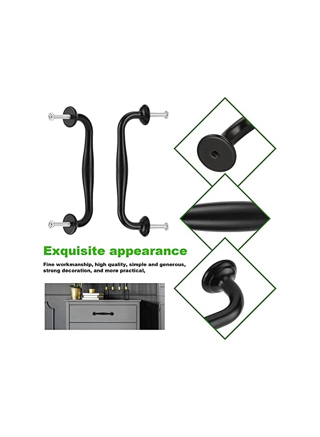 The Bros 12 Pack Cabinet Handles Black, Vintage Drawer Pulls Long Dresser Handles Bow Shape Cupboard Door Handle Pulls Arch Curved Hardware (12, Hole Center 128mm/5) - Image 5
