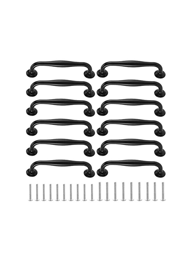 The Bros 12 Pack Cabinet Handles Black, Vintage Drawer Pulls Long Dresser Handles Bow Shape Cupboard Door Handle Pulls Arch Curved Hardware (12, Hole Center 128mm/5) - Image 2