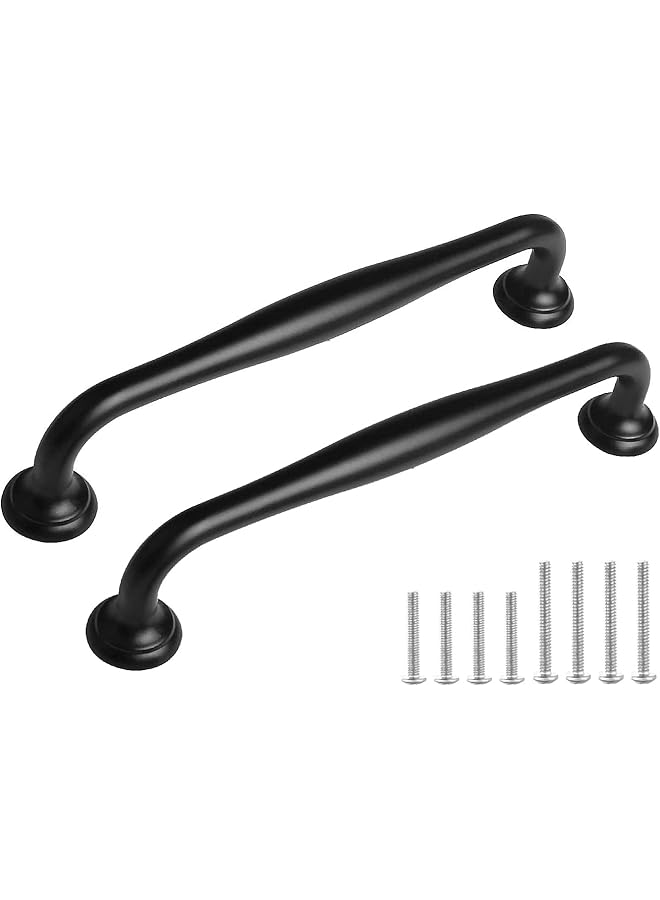 The Bros 12 Pack Cabinet Handles Black, Vintage Drawer Pulls Long Dresser Handles Bow Shape Cupboard Door Handle Pulls Arch Curved Hardware (12, Hole Center 128mm/5) - Image 1