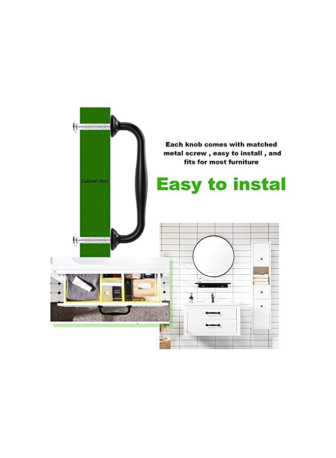 The Bros 12 Pack Cabinet Handles Black, Vintage Drawer Pulls Long Dresser Handles Bow Shape Cupboard Door Handle Pulls Arch Curved Hardware (12, Hole Center 128mm/5) - Image 4