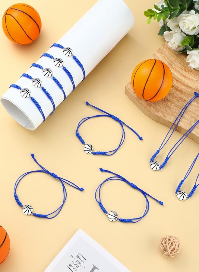 جيديف مجموعة جاديف من 20 قطعة من أساور كرة السلة، سوار قابل للتعديل مزين بتعليقات كرة السلة، سوار من حبل مضفر مزين بتعليقات، هدية مثالية للفتيات المراهقات ولاعبات معظم الفرق الرياضية (أزرق) - Image 3