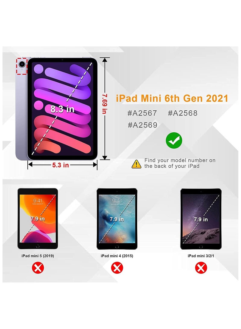 iPad Mini 6 (6th Generation 8.3 Inch) - Rotating 360 Degree Swiveling Stand Protective Back Cover, for iPad Mini 6 2021 Model Navy Blue - Image 5