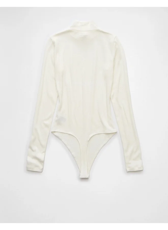 American Eagle AE Long-Sleeve Mock Neck Pointelle Bodysuit