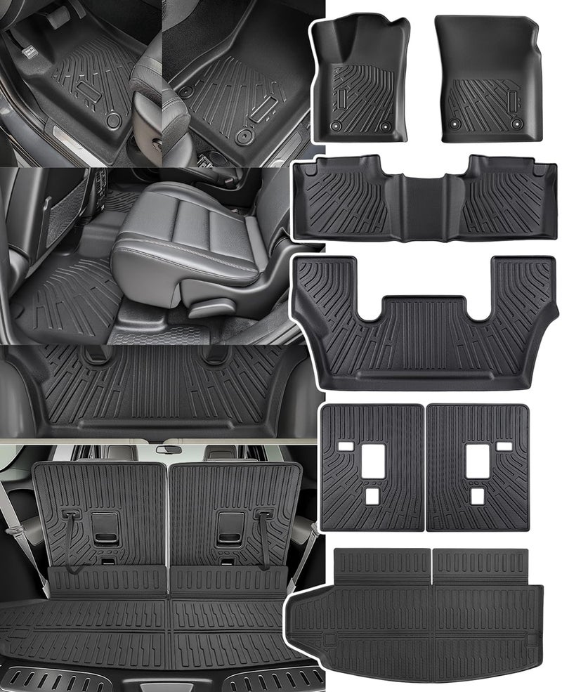 CarQiWireless for Dodge Durango 2016-2025 2026 6 Seats Floor Mats Cargo Liner All Weather Protector Heavy Duty TPE Waterproof Anti-Slip Tech Mats for Durango 2017 2018 2019 2020 2021 2022 2023 2024 Accessories - Image 1
