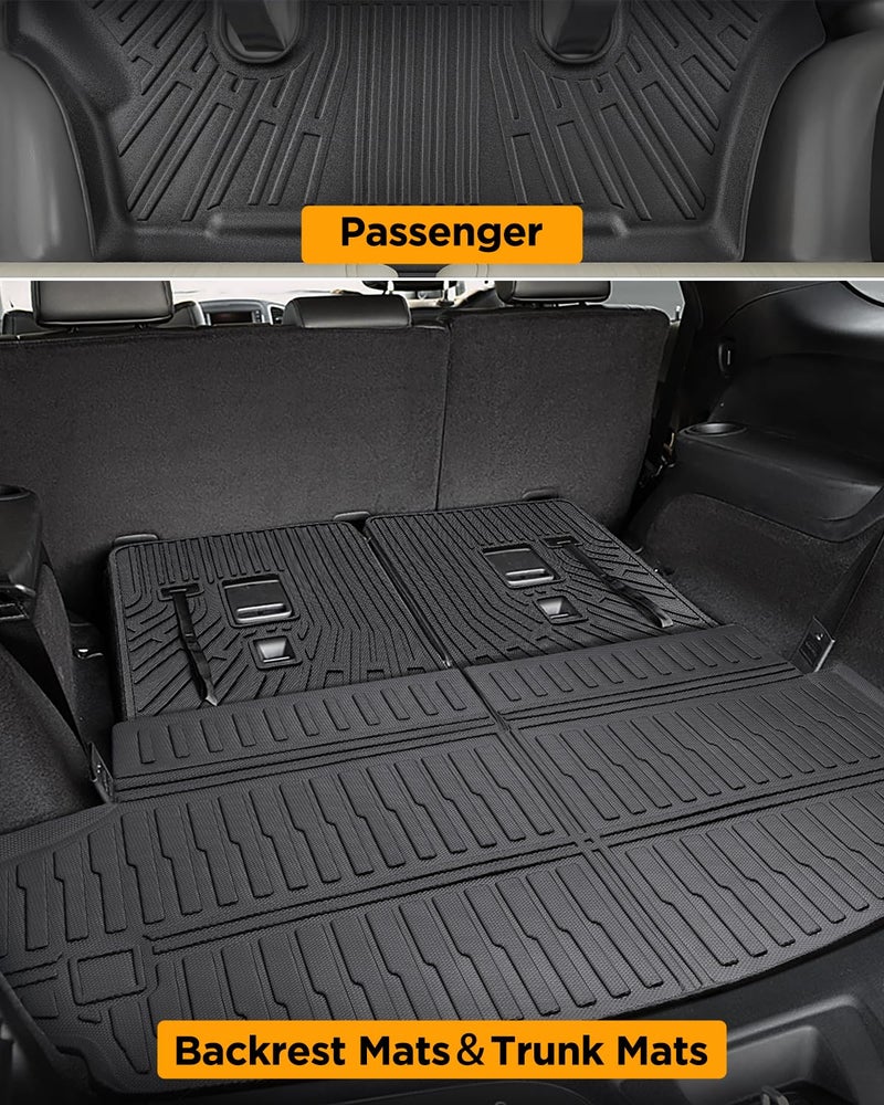 CarQiWireless for Dodge Durango 2016-2025 2026 6 Seats Floor Mats Cargo Liner All Weather Protector Heavy Duty TPE Waterproof Anti-Slip Tech Mats for Durango 2017 2018 2019 2020 2021 2022 2023 2024 Accessories - Image 5