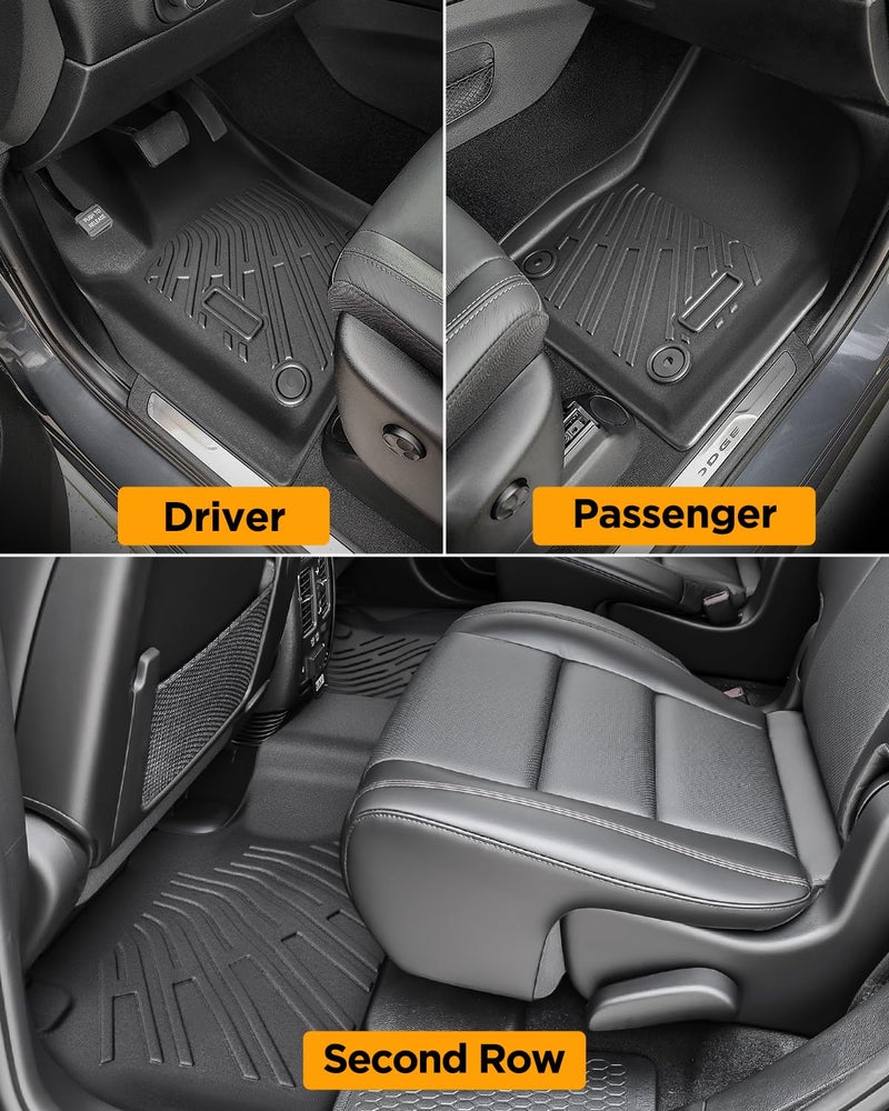 CarQiWireless for Dodge Durango 2016-2025 2026 6 Seats Floor Mats Cargo Liner All Weather Protector Heavy Duty TPE Waterproof Anti-Slip Tech Mats for Durango 2017 2018 2019 2020 2021 2022 2023 2024 Accessories - Image 4