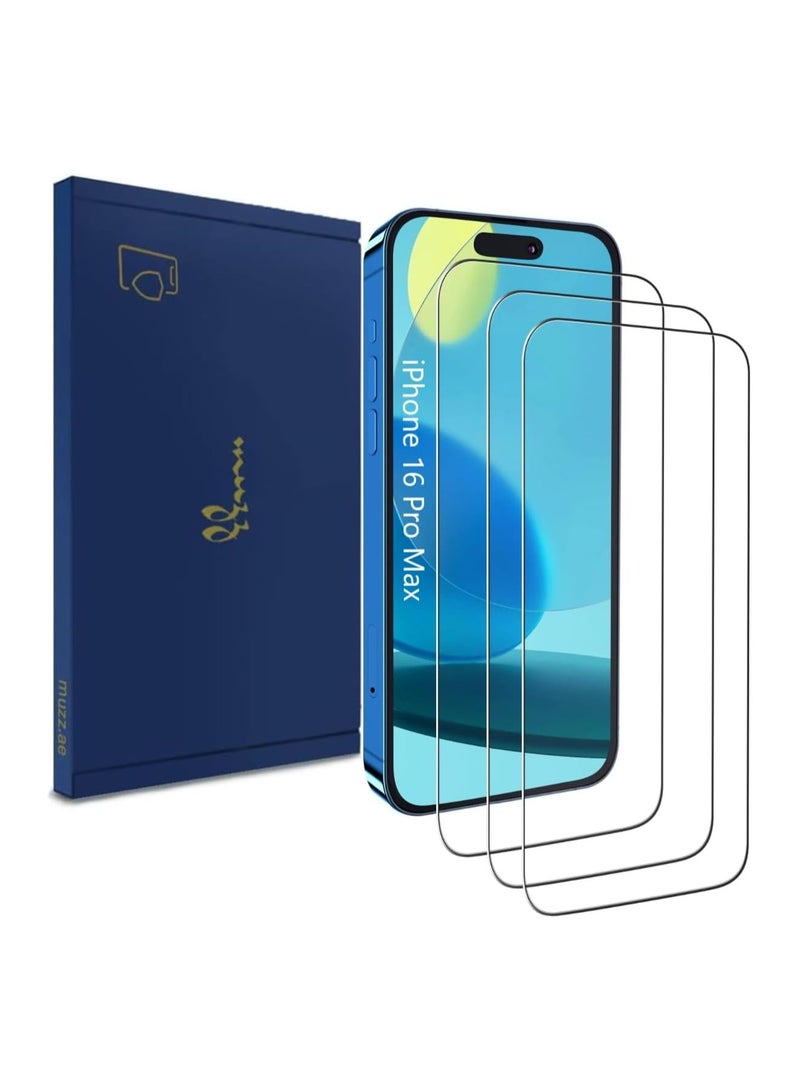 Muzz Clear Screen Protector for IPhone 16 Pro Max(6.9-inch)2.5D HD Tempered Glass 9H Hardness 3-Pack (iPhone 16 Pro Max) - Image 1