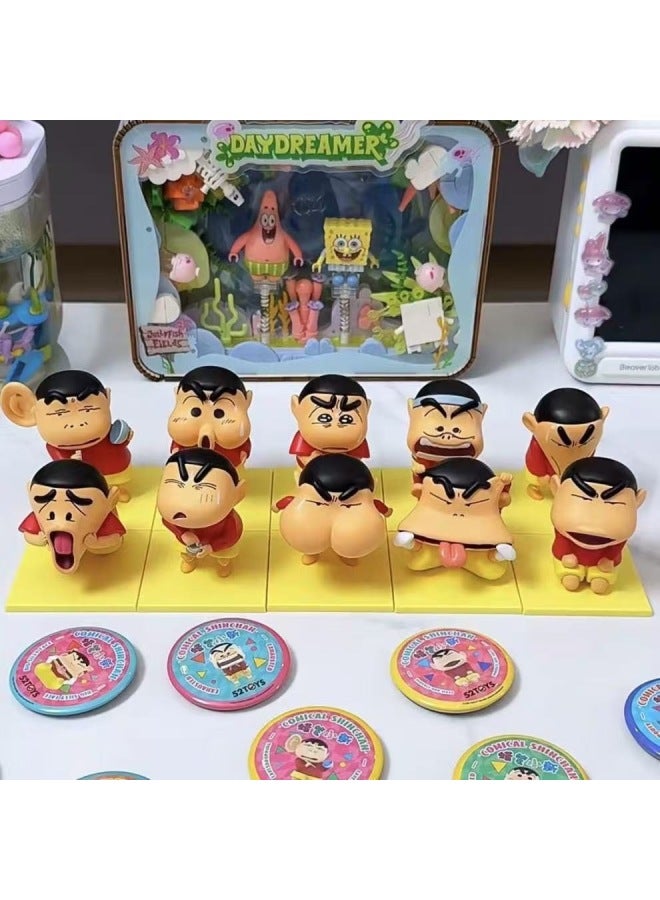 Crayon Small Motherland Edition Surrounding Strange Small Hand-made Trendy Play Doll Doll Ornaments Blind Box Toy-Color:Designated Version Of The Motherland - Listening Secretly - Image 3
