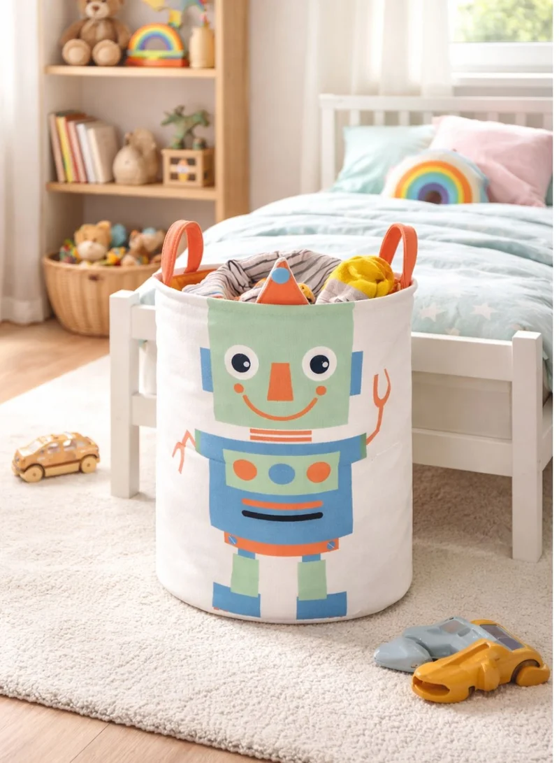 1Chase Robo Buddy Robo Buddy Kids Laundry Basket Robot Themed Foldable Toy & Clothes Storage Bin with Rope Handles for Bedroom and Playroom  | Best Price UAE