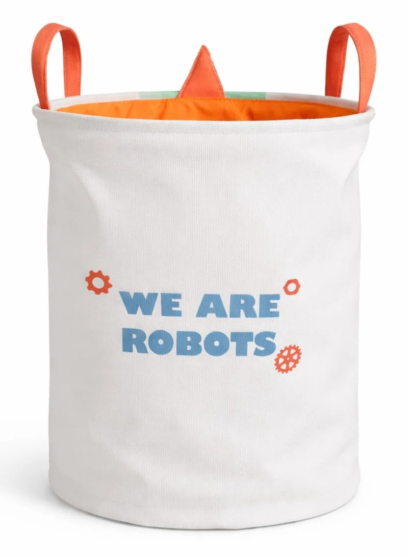 1Chase Robo Buddy Kids Laundry Basket Robot Themed Foldable Toy & Clothes Storage Bin with Rope Handles for Bedroom and Playroom
