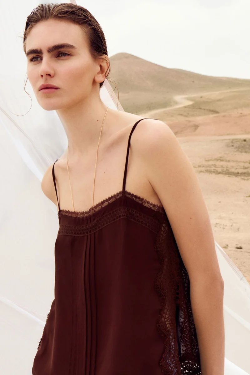 H&M Lace-trimmed strappy top