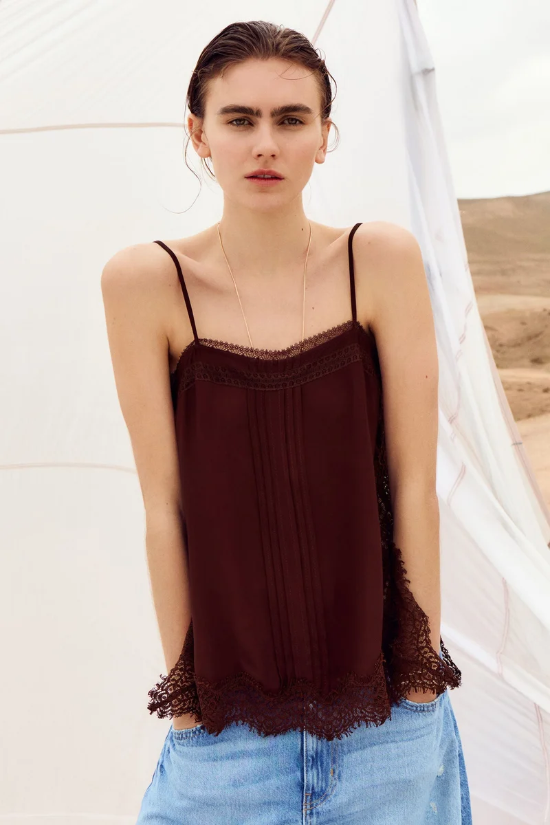 H&M Lace-trimmed strappy top