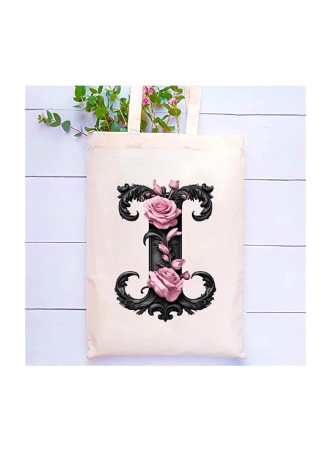 برينت شوب فور مي حقيبة يد قطنية مطبوعة بالحروف الأبجدية - حقيبة قطنية بتصميم حرف واحد أولي - مثالية للمدرسة - السفر - هدية عيد ميلاد - Image 2