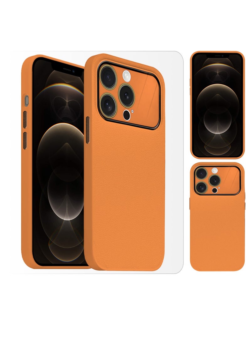 Hard Silicone Case Cover for Apple iPhone 12 Pro - Cover with Camera Protection Bumper - Auto Focus Design - Orange - Image 1