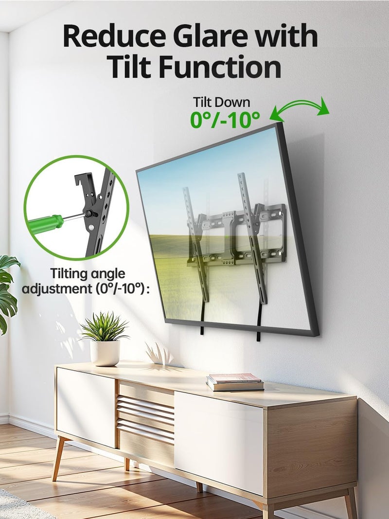 USX MOUNT UL Listed TV Wall Mount Tilting Brackets for Most 37"-90" Flat Curved Screen TVs with Max VESA 600x400mm, Weight Capacity 132lbs, Low Profile Space Saving for 16", 24" Stud - Image 3