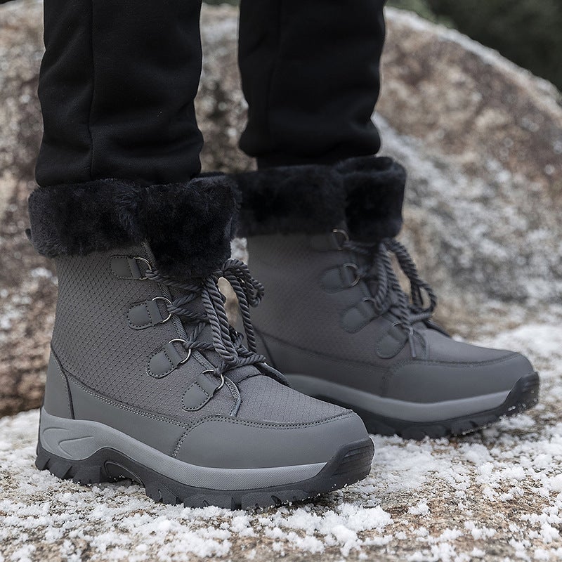 New Winter Snow Boots For Men And Women, Cotton Shoes For Couples, Velvet Thickeneded Warm Shoes, Wear-Resistant, Non-Slip Outdoor Hiking Boots - Image 3