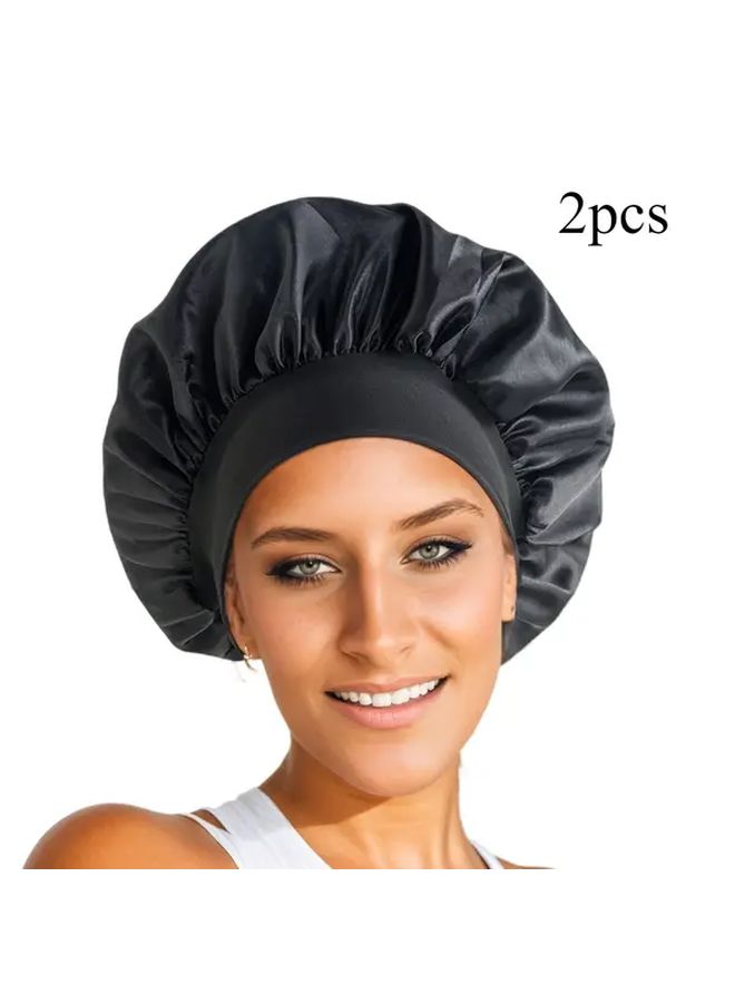 Rose Pink Silk Sleep Cap Set For Women With Hair Ties For Curly And Braided Hairstyles - Image 5