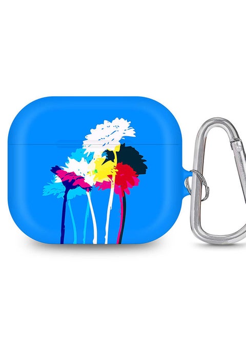 StylePods Case for Airpods 3rd Gen Case With Anti-Lost Keychain - Bleeding Flowers (Blue)