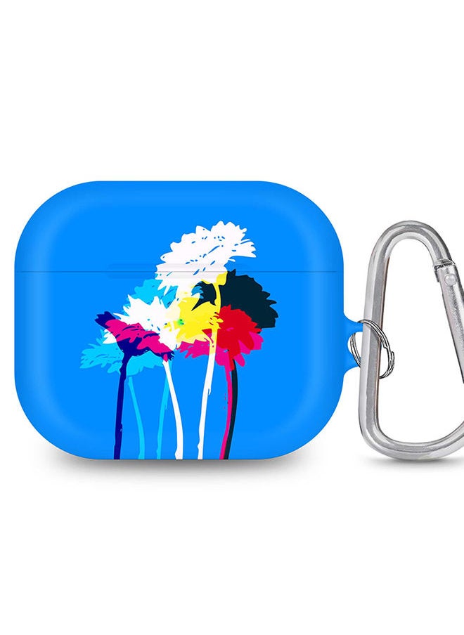 StylePods Case for Airpods 3rd Gen Case With Anti-Lost Keychain - Bleeding Flowers (Blue)