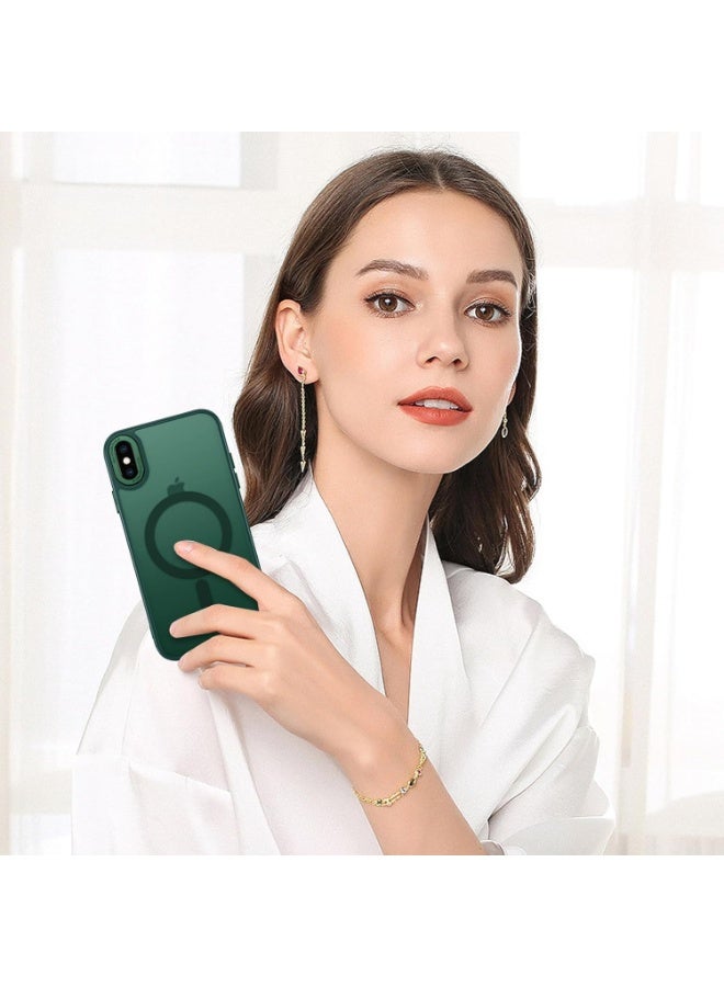 iPhone Xs Max Case [Compatible with Magsafe] Translucent Matte Magnetic iPhone Xs Max Phone Case Slim Thin Shockproof Women Men Protective Cases Cover for iPhone Xs Max 6.5", Forest Green - Image 2