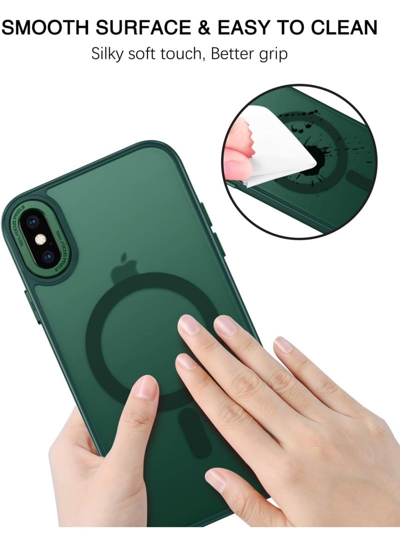 iPhone Xs Max Case [Compatible with Magsafe] Translucent Matte Magnetic iPhone Xs Max Phone Case Slim Thin Shockproof Women Men Protective Cases Cover for iPhone Xs Max 6.5", Forest Green - Image 3