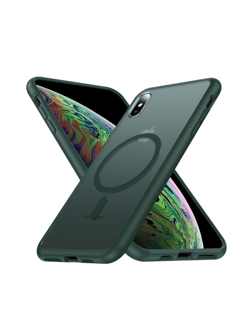 iPhone Xs Max Case [Compatible with Magsafe] Translucent Matte Magnetic iPhone Xs Max Phone Case Slim Thin Shockproof Women Men Protective Cases Cover for iPhone Xs Max 6.5", Forest Green - Image 1
