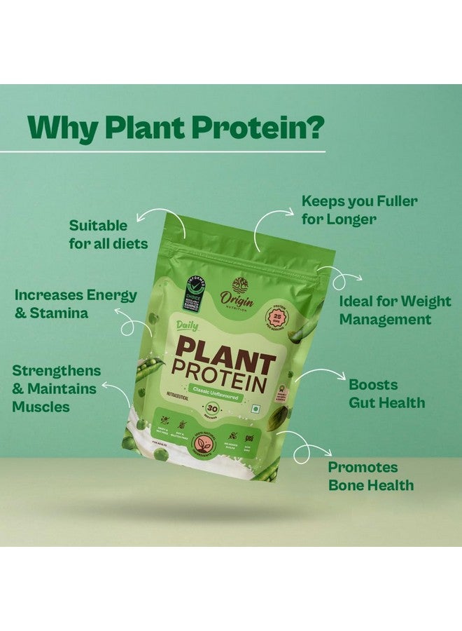 ORIGIN NUTRITION مسحوق بروتين نباتي طبيعي 100% من أوريجن نيوترشن (عزل بروتين البازلاء الكندية وبذور اليقطين) سهل الهضم بدون نكهة مع 25 جرام من البروتين النباتي، 975 جرام - Image 3