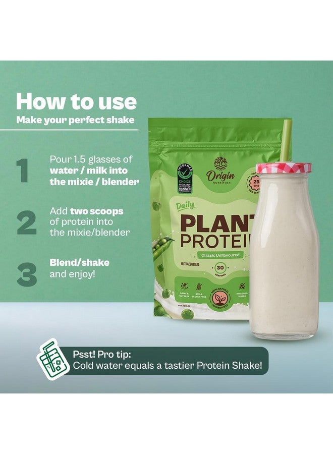 ORIGIN NUTRITION مسحوق بروتين نباتي طبيعي 100% من أوريجن نيوترشن (عزل بروتين البازلاء الكندية وبذور اليقطين) سهل الهضم بدون نكهة مع 25 جرام من البروتين النباتي، 975 جرام - Image 2