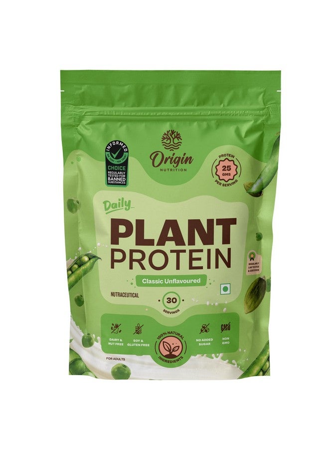 ORIGIN NUTRITION مسحوق بروتين نباتي طبيعي 100% من أوريجن نيوترشن (عزل بروتين البازلاء الكندية وبذور اليقطين) سهل الهضم بدون نكهة مع 25 جرام من البروتين النباتي، 975 جرام - Image 1