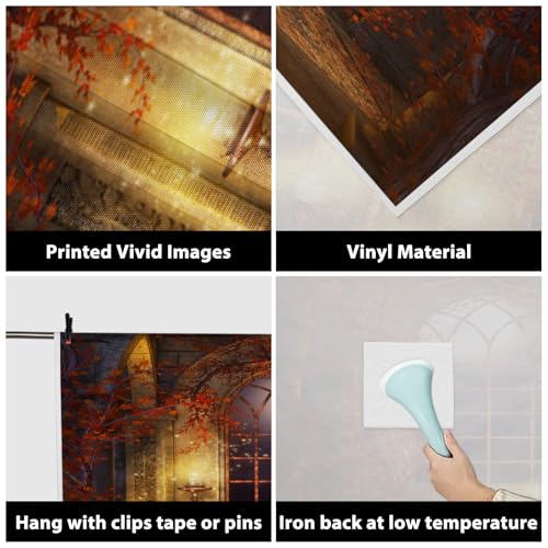 AOFOTO 5x7ft Vintage Gothic Room Backdrop Moonlight Medieval Castle Interior Candles Vines Arch Window Photography Background Child Kids Adult Portrait Halloween Party Decor Photo Shoot Studio Props - Image 2