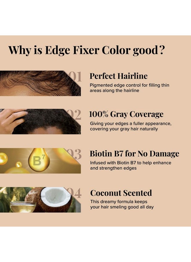 ريد باي كيس مثبت لون KISS Edge Fixer Color لمدة 24 ساعة وتغطية كاملة للشعر الرمادي 100%، 30 مل (1.01 أونصة سائلة أمريكية)، أسود طبيعي، مثالي للحواف المفقودة  - Image 4